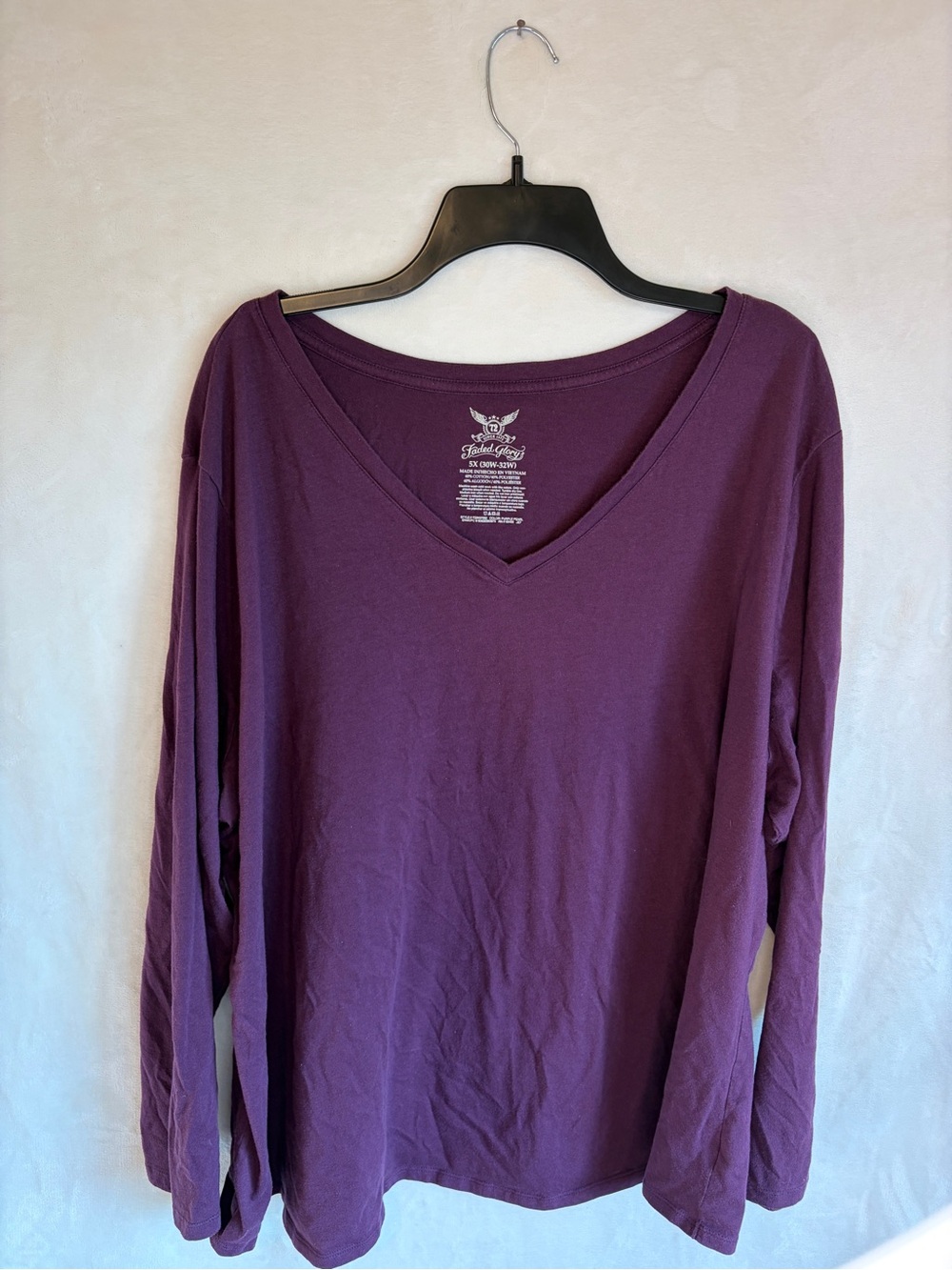 Faded Glory Plum V-Neck Long Sleeve Top Women’s 5X